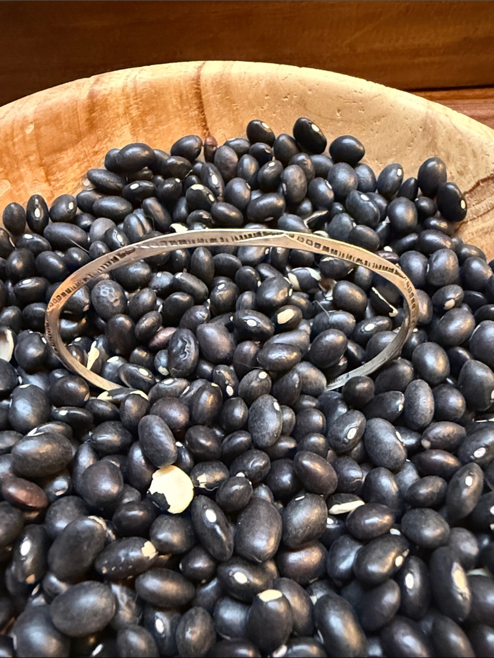 Sterling Silver Engraved Bangle - Black